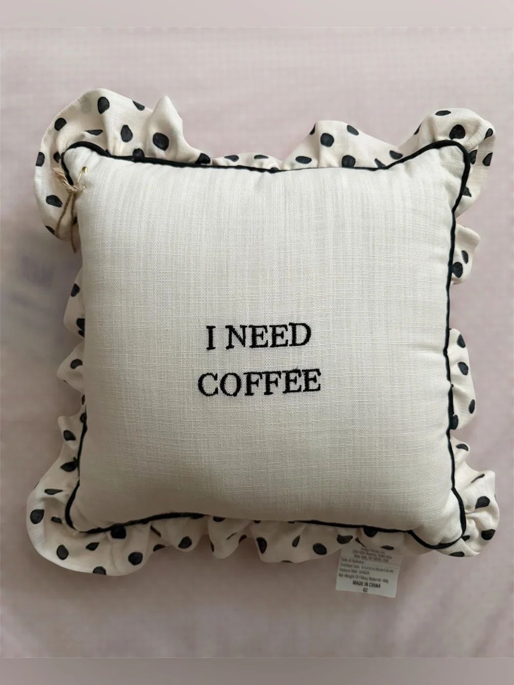 I need coffee Pillow Ruffles Valeria Amelia NWT tik tok viral